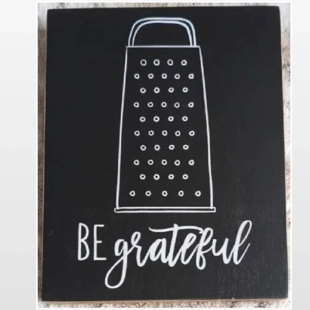 New By Kathy Box Sign Be Grateful Home Décor Black & White Cheese Grater 8X10